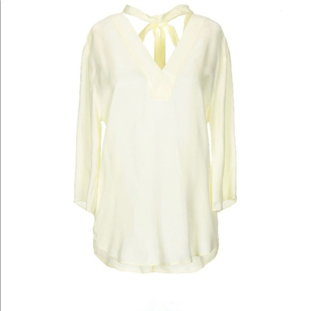 Sandro Renza Cupro Blouse Pale Yellow